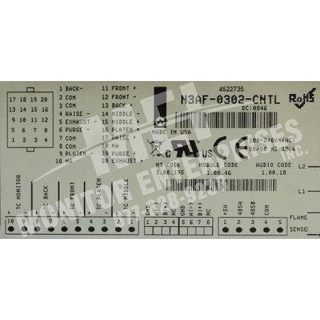 Garland N3AF-0302-CNTL 4522735 Clam Grill Controller (legend)