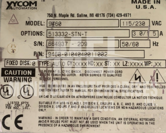 XYCOM AUTOMATION PRO-FACE / XYCOM 9460 INDUSTRIAL COMPRESSOR TOUCH SCREEN COMPUTER