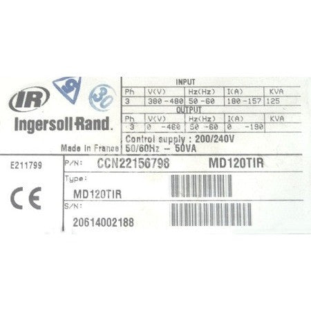 INGERSOLL RAND NIRVANA DRIVE CCN22156798 (MD120TIR) - MEI 