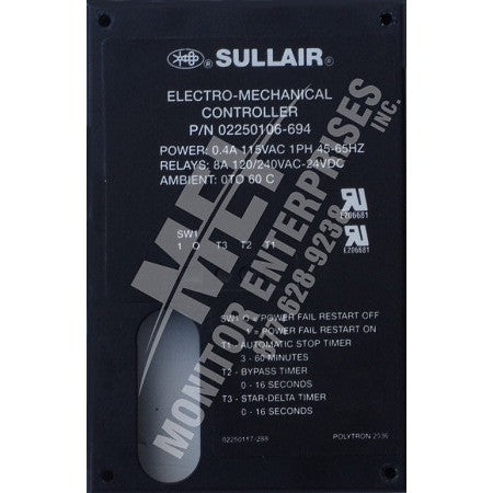 Sullair P/N 02250106-694 Electro-Mechanical Air Compressor Controller (back)